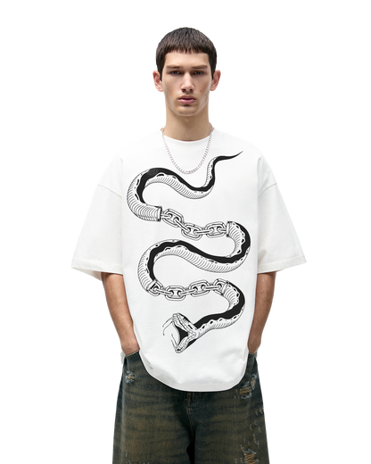 CHAINED SNAKE WHITE OVERSIZED TSHIRT