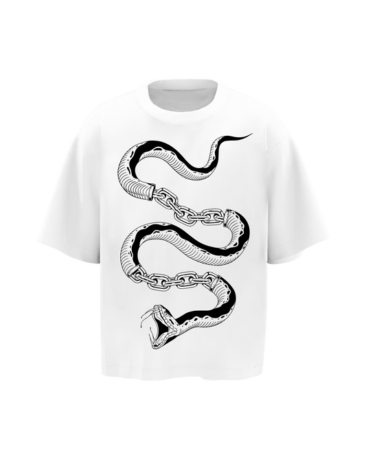 CHAINED SNAKE WHITE OVERSIZED TSHIRT